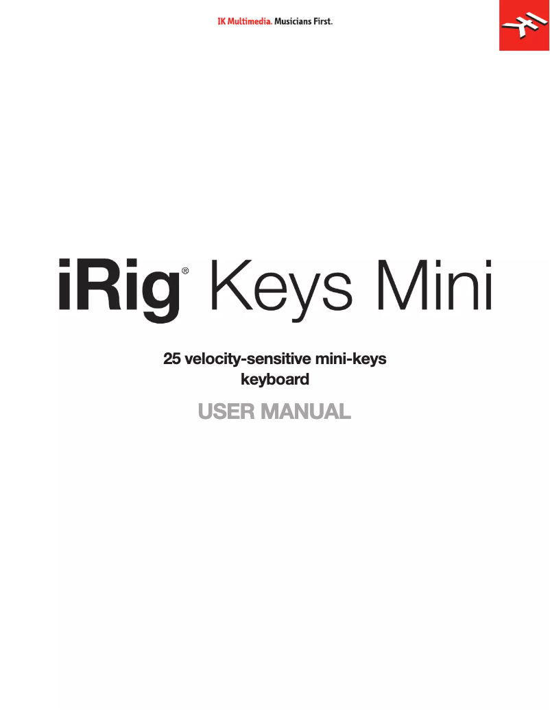 Page 1 de la notice Manuel utilisateur IK Multimedia iRig Keys Mini