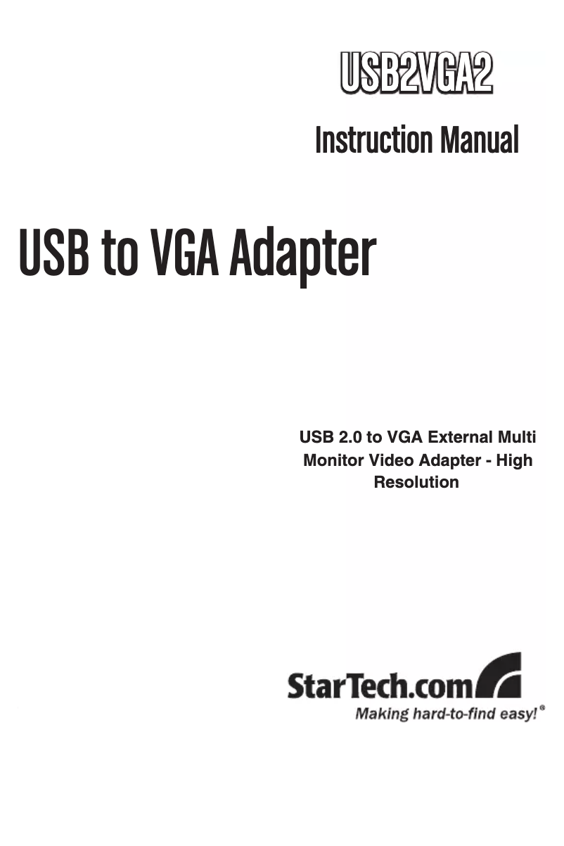 Page 1 de la notice Manuel utilisateur StarTech.com USB2VGA2