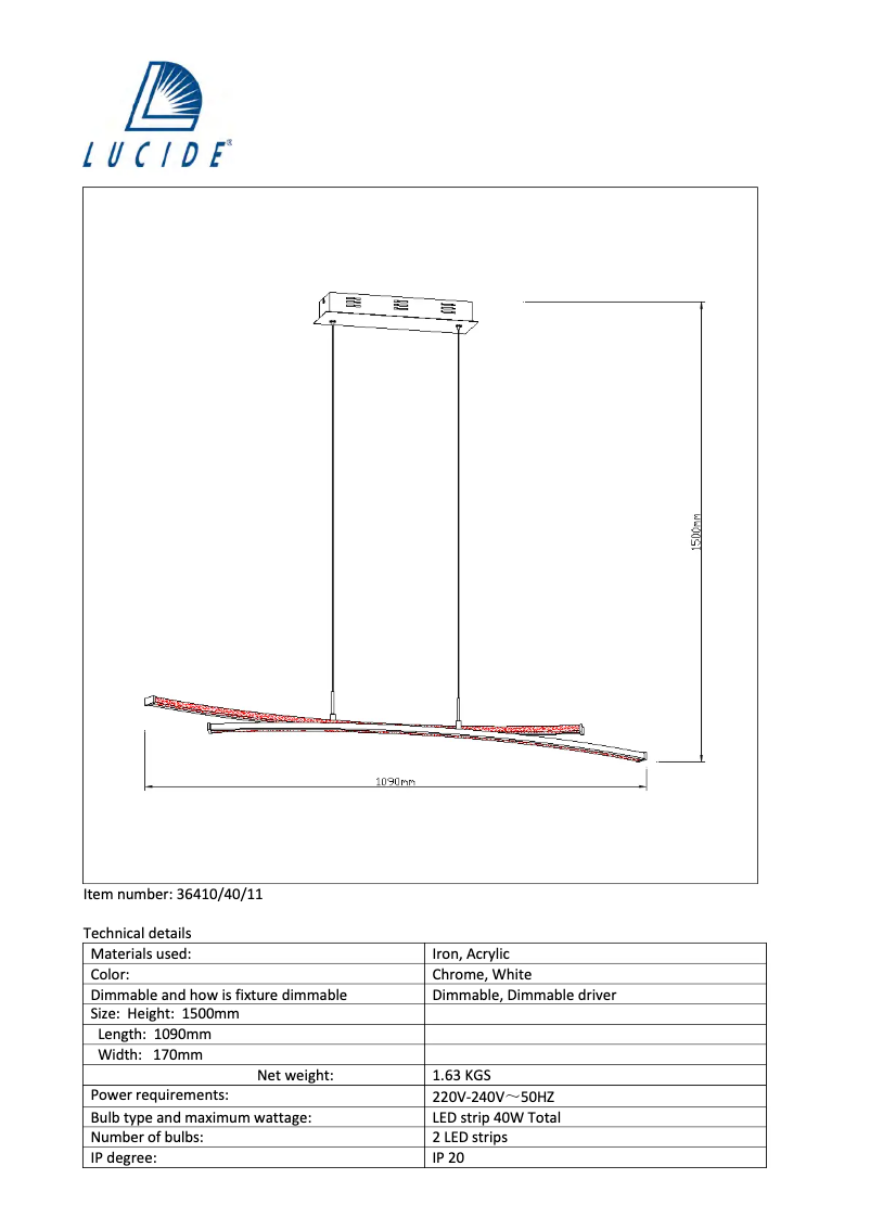 Page n°1 - Manuel utilisateur Lucide Dual led 36410/40/11
