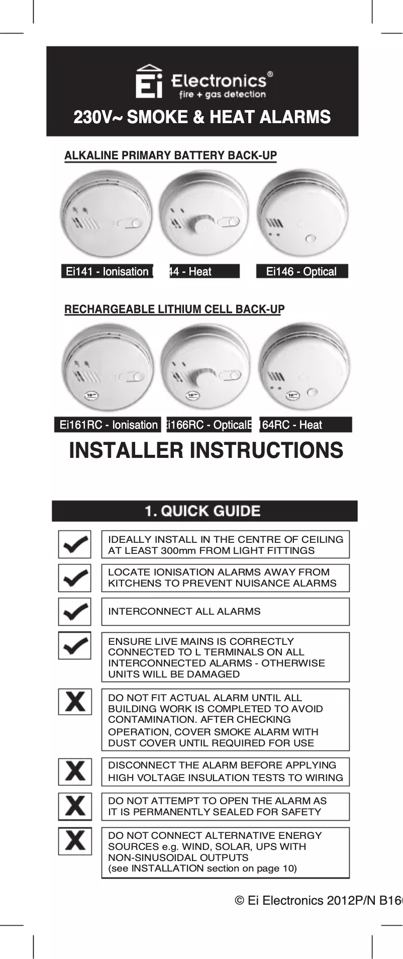 Image de la première page du manuel de l'appareil Ei166RC