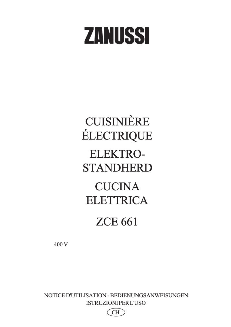 Page n°1 - Manuel utilisateur Zanussi ZCE 661