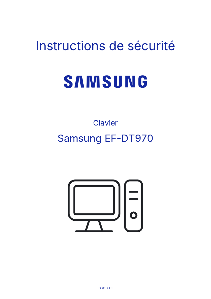Page n°1 - Instructions de sécurité Samsung EF-DT970