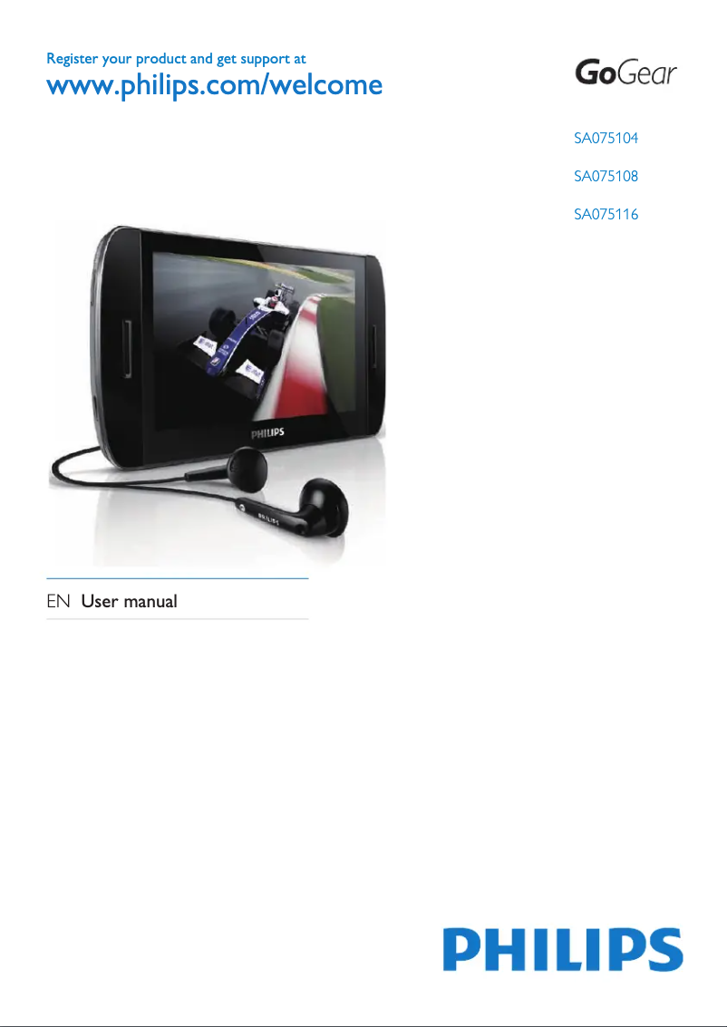 Image de la première page du manuel de l'appareil GoGear SA075116K