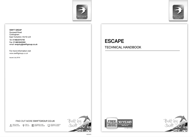 Page 1 de la notice Manuel utilisateur Swift Escape (2017)