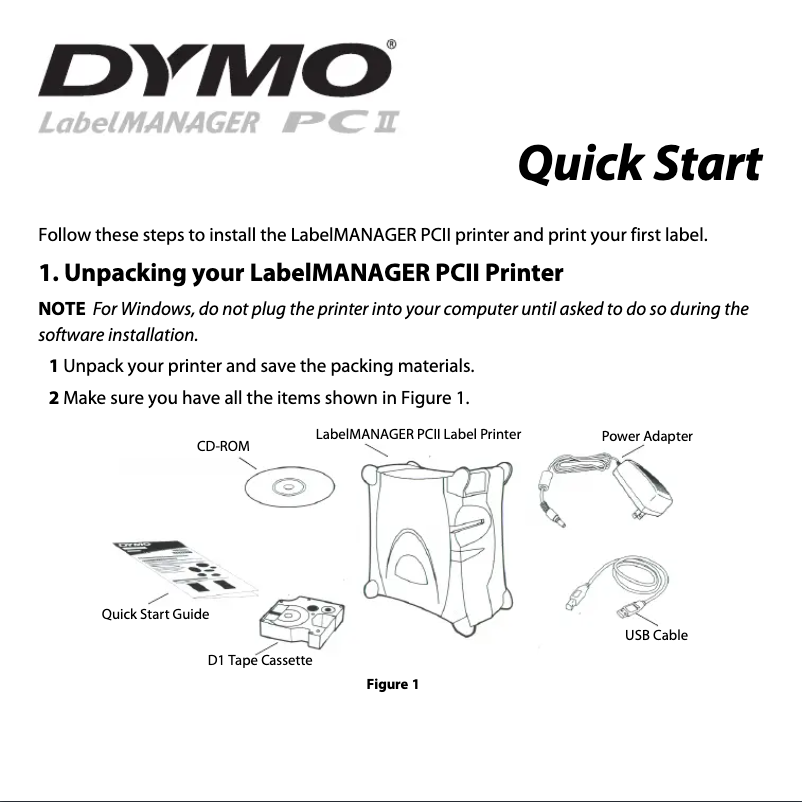 Page 1 de la notice Manuel utilisateur Dymo LabelManager PCII