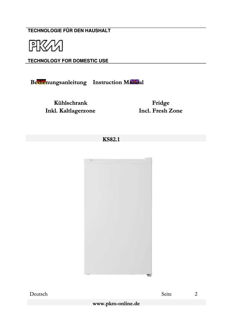 Page n°1 - Manuel utilisateur PKM KS82.1