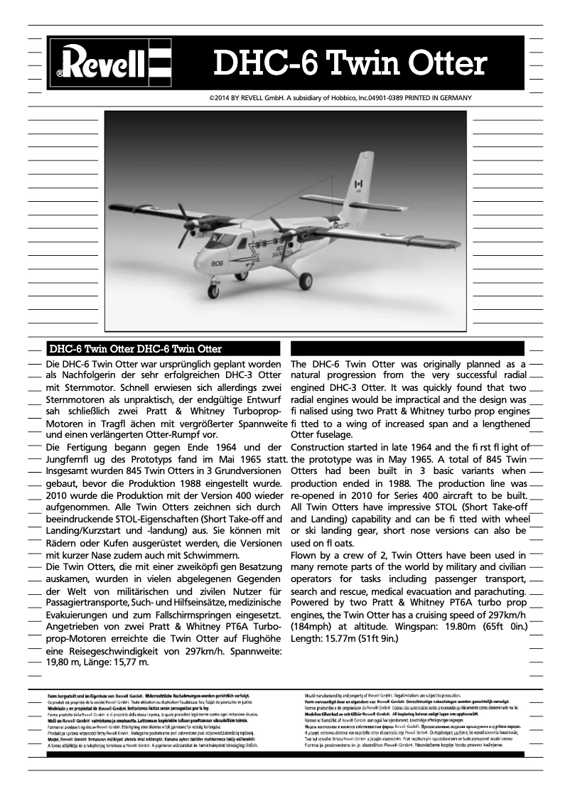 Image de la première page du manuel de l'appareil DHC-6 Twin Otter