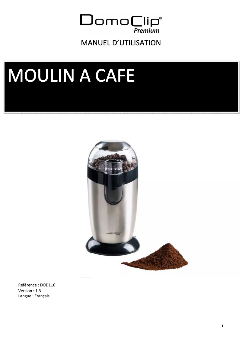 Image de la première page du manuel de l'appareil DOD116