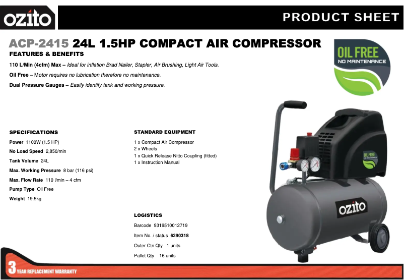 Image de la première page du manuel de l'appareil ACP-2415