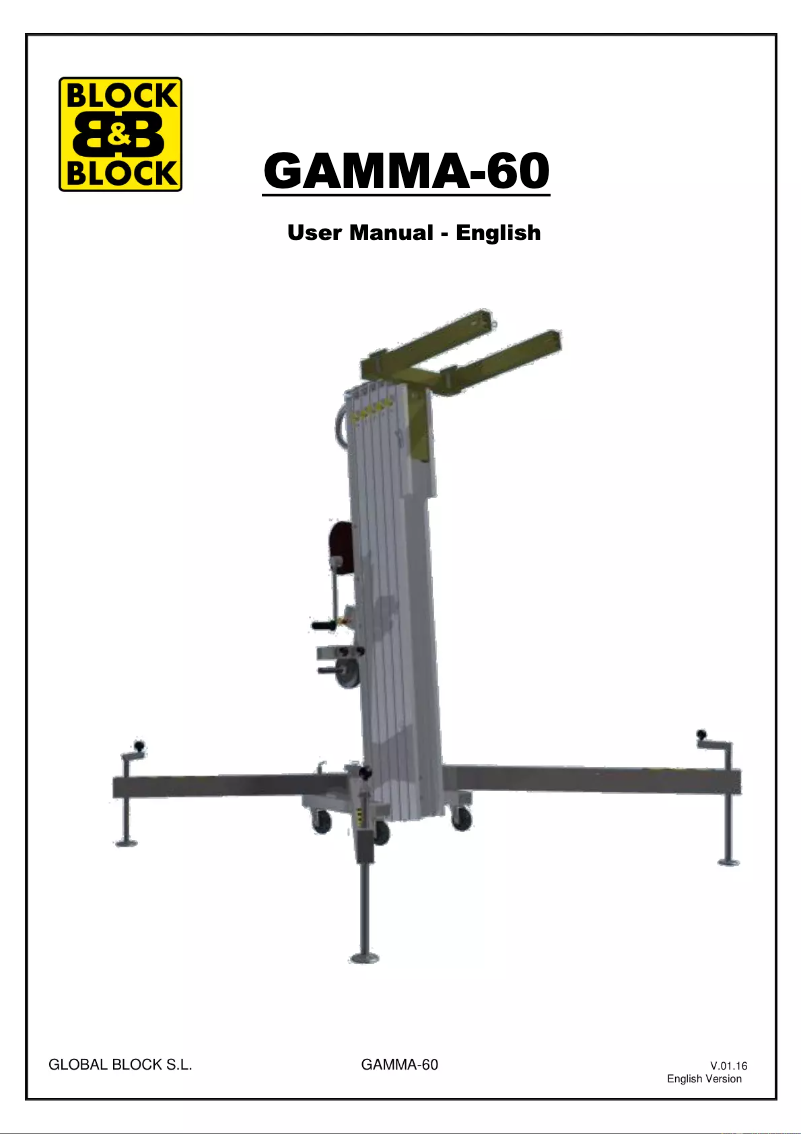 Page 1 de la notice Manuel utilisateur Block & Block GAMMA-60