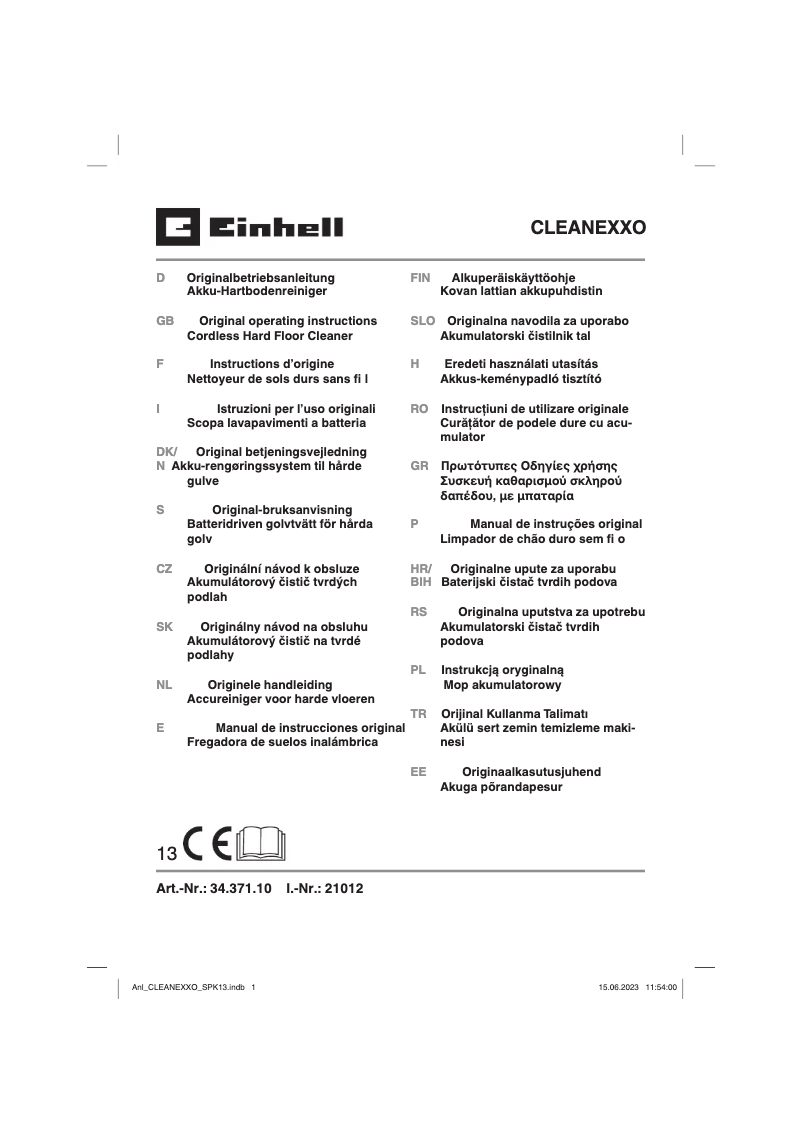 Page 1 de la notice Manuel utilisateur Einhell Cleanexxo