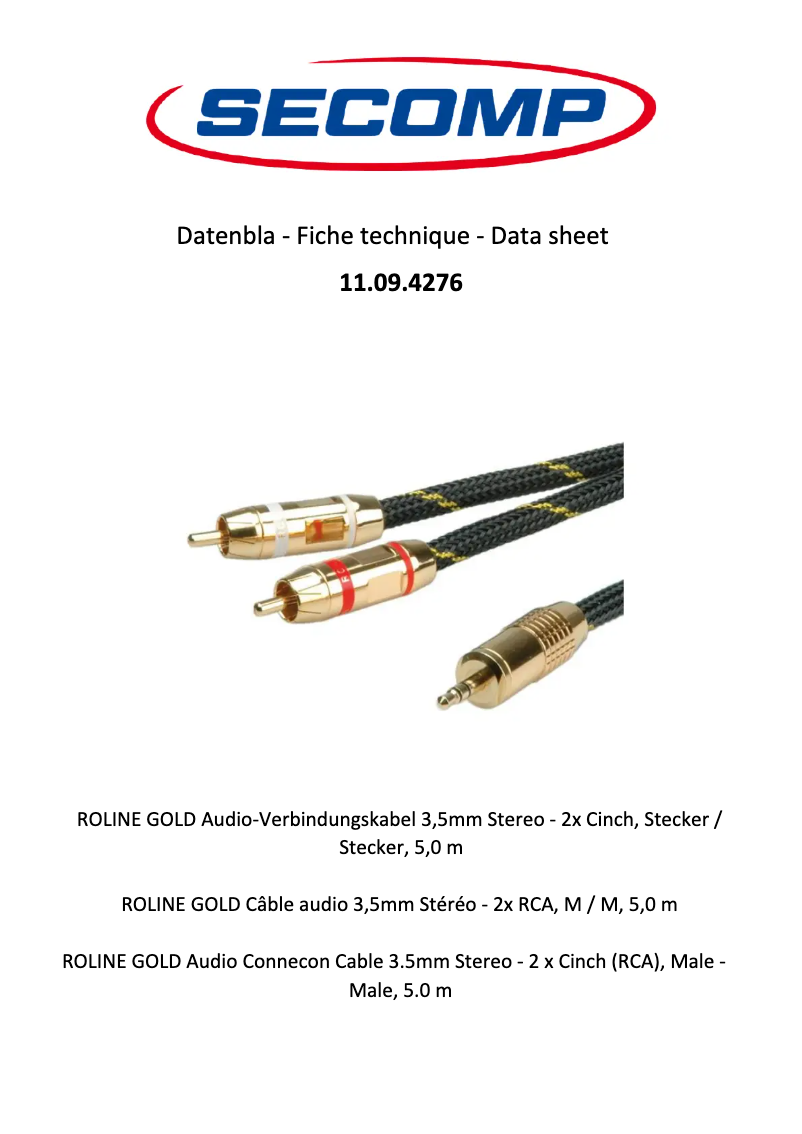 Page n°1 - Manuel utilisateur Roline 11.09.4276