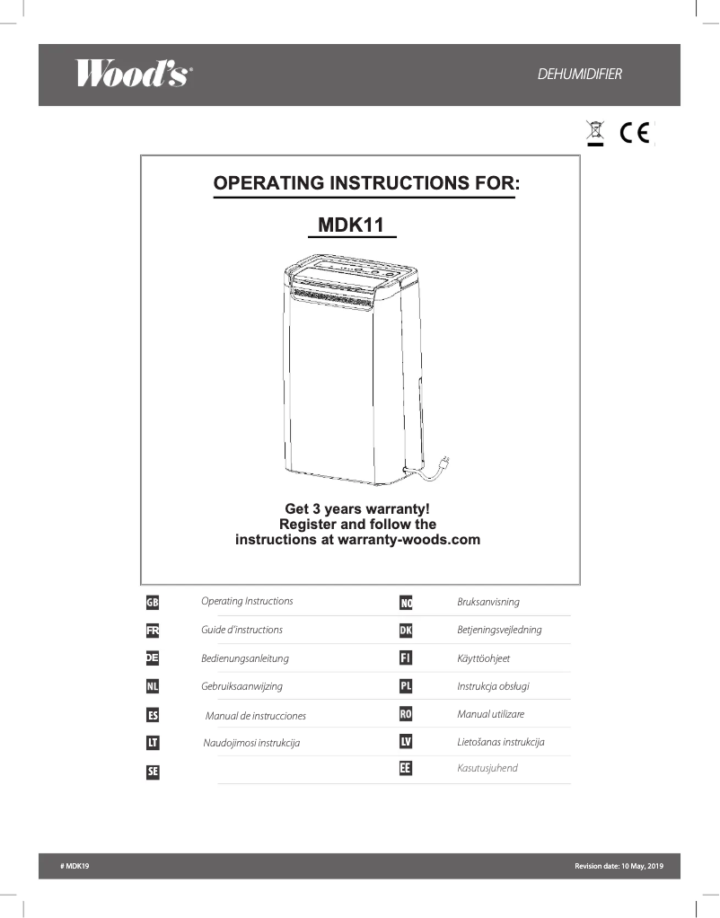 Page 1 de la notice Manuel utilisateur Wood's MDK11