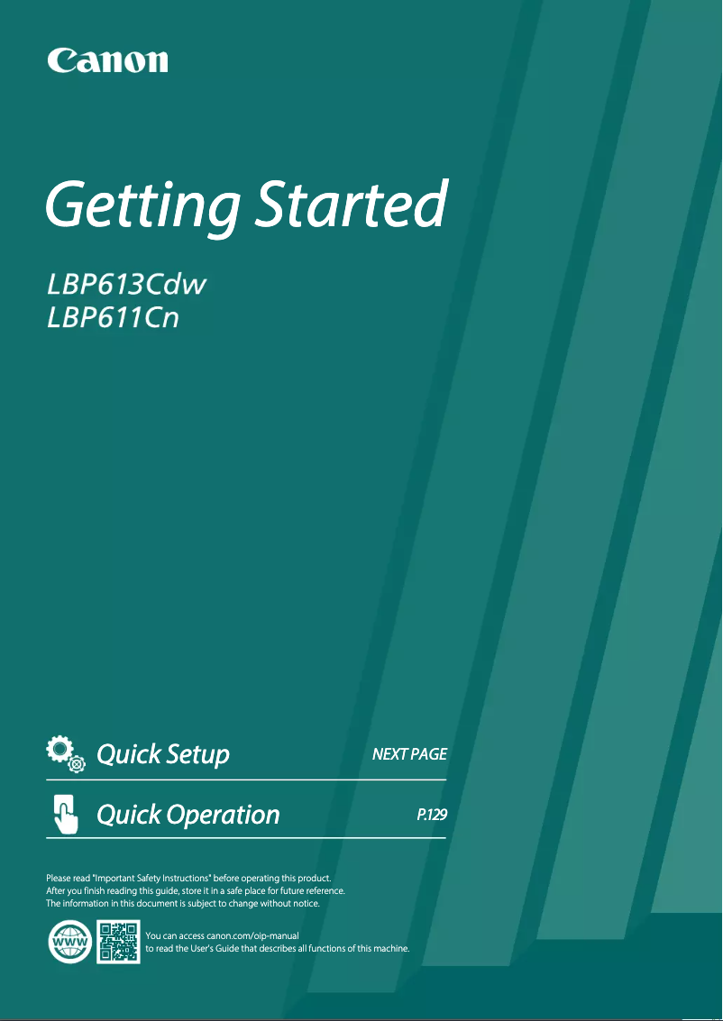 Page 1 de la notice Manuel utilisateur Canon i-SENSYS LBP611Cn