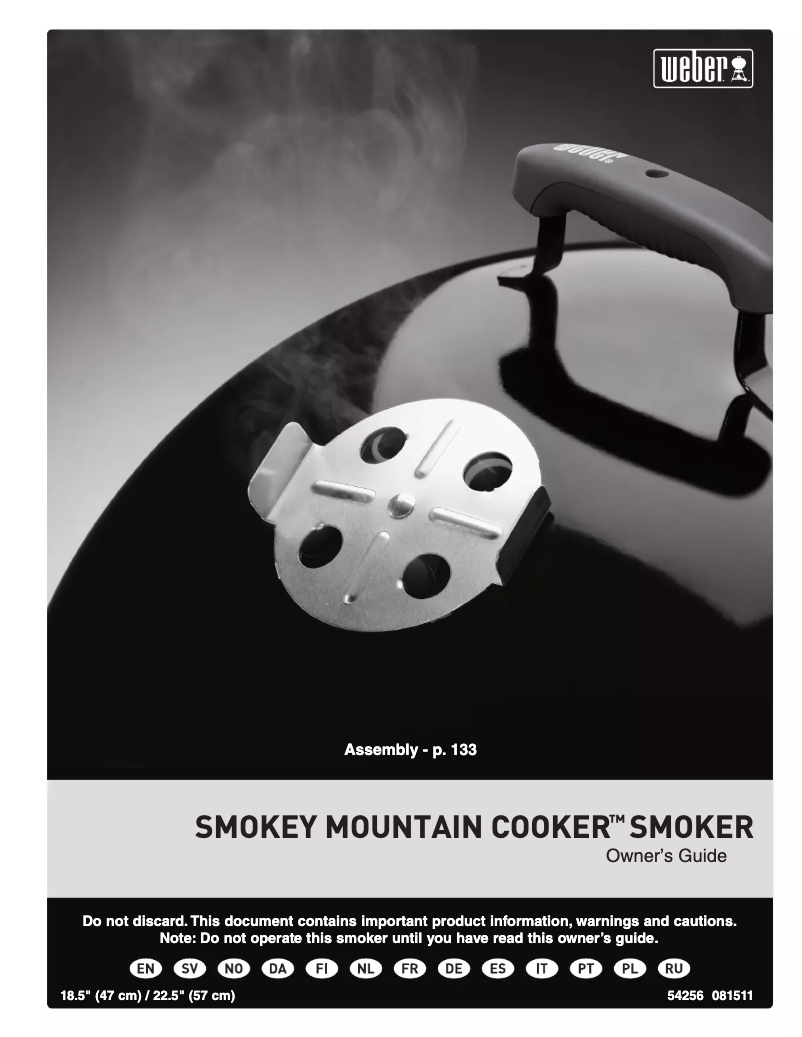 Page 1 de la notice Manuel utilisateur Weber Smokey Mountain