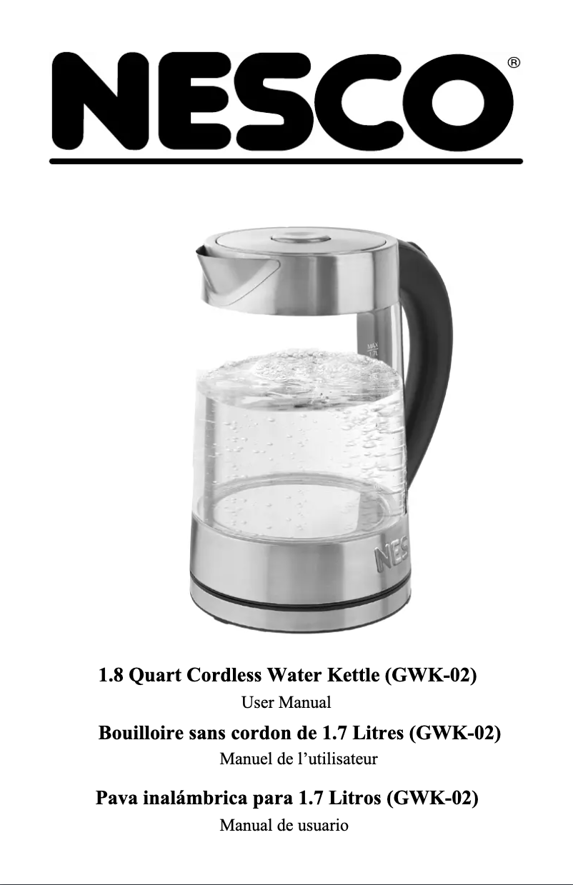 Page 1 de la notice Manuel utilisateur Nesco GWK-02