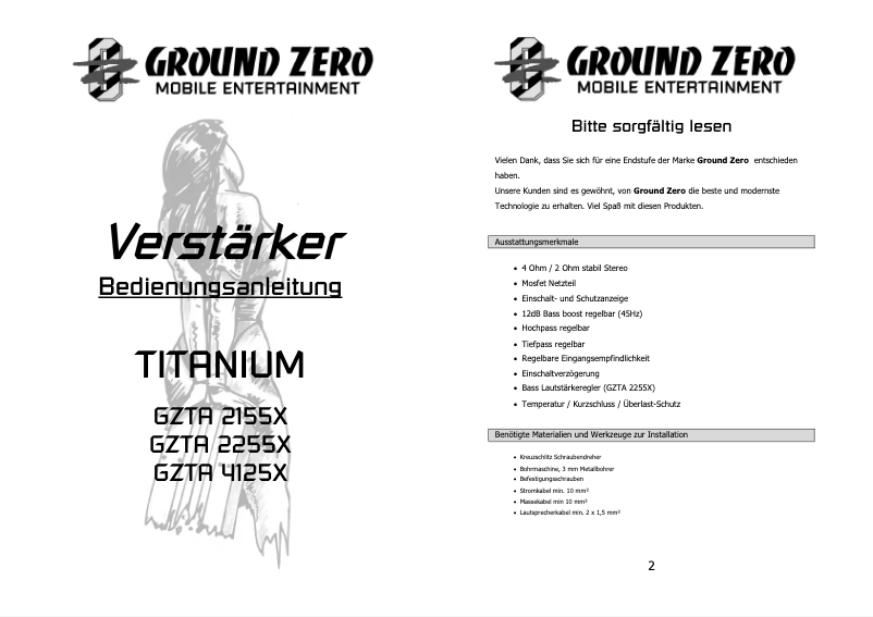 First page image of the manual for GZTA 2255X