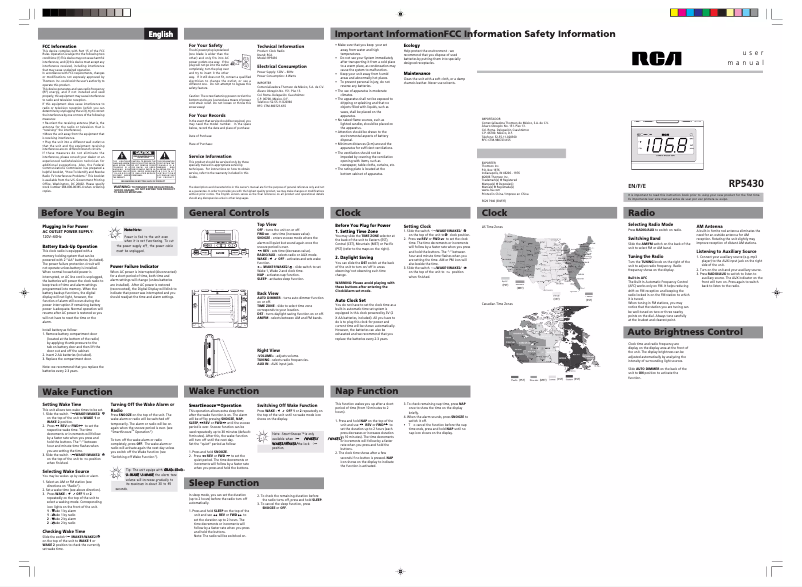 Page 1 de la notice Manuel utilisateur RCA RP5430