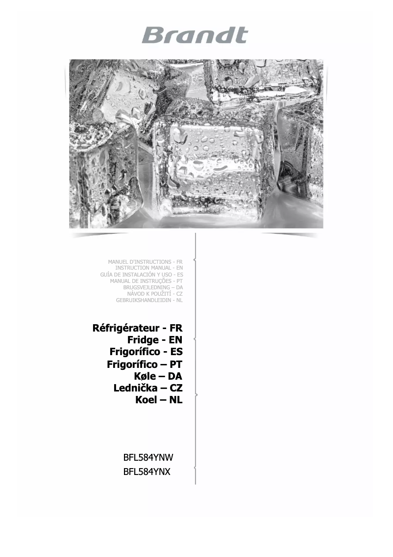 Image de la première page du manuel de l'appareil BFL584YNW