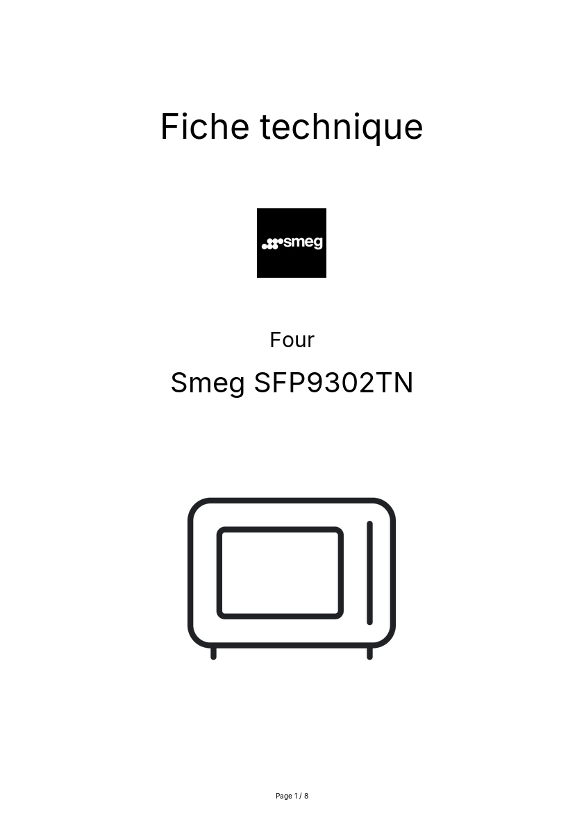 Page n°1 - Fiche technique Smeg SFP9302TN