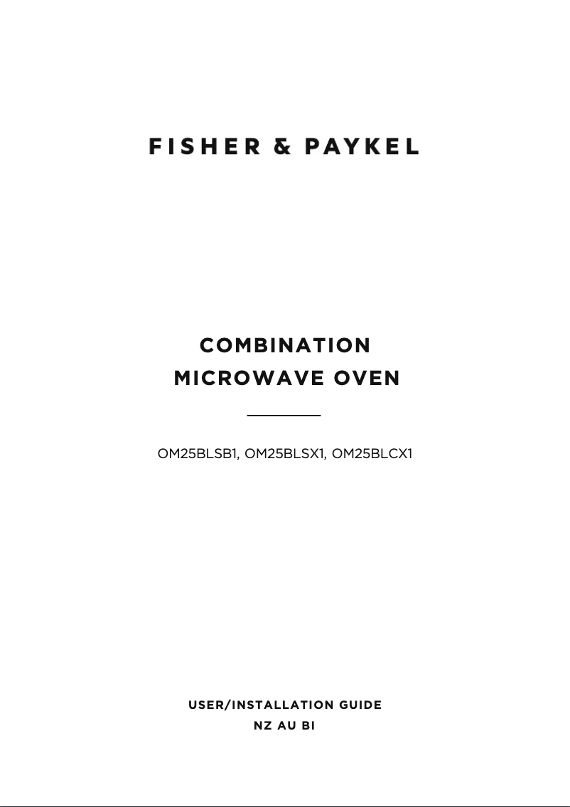 Page 1 de la notice Guide d'installation Fisher & Paykel OM25BLSB1
