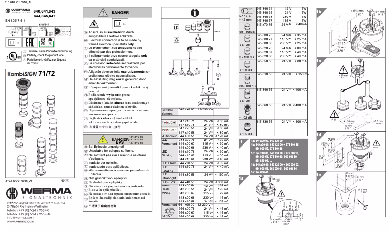 Page 1 de la notice Manuel utilisateur Werma 64711075