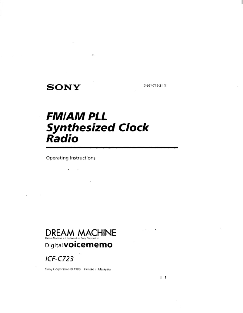 Image de la première page du manuel de l'appareil ICF-C723