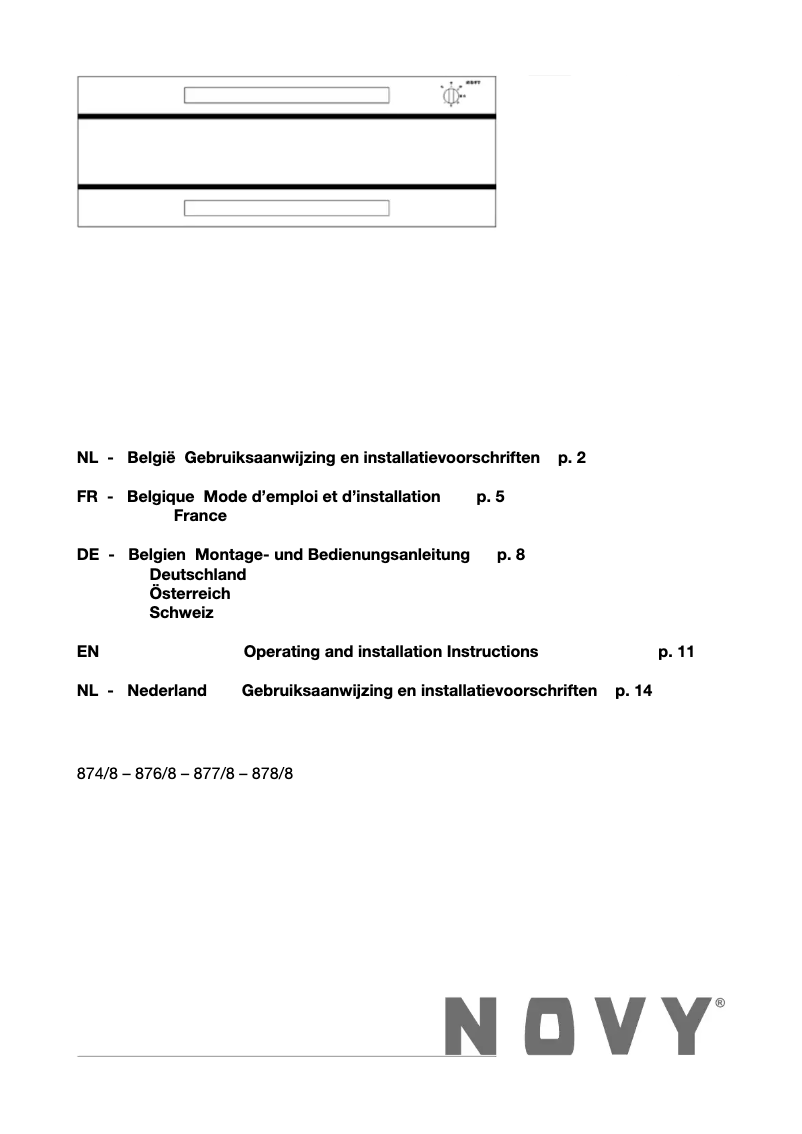 Page 1 de la notice Manuel utilisateur Novy Canopy glass 876