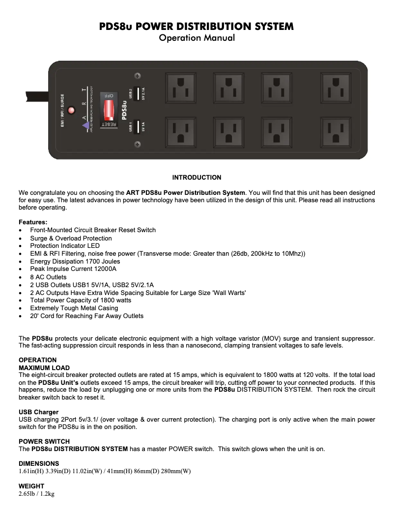 Image de la première page du manuel de l'appareil PDS8u