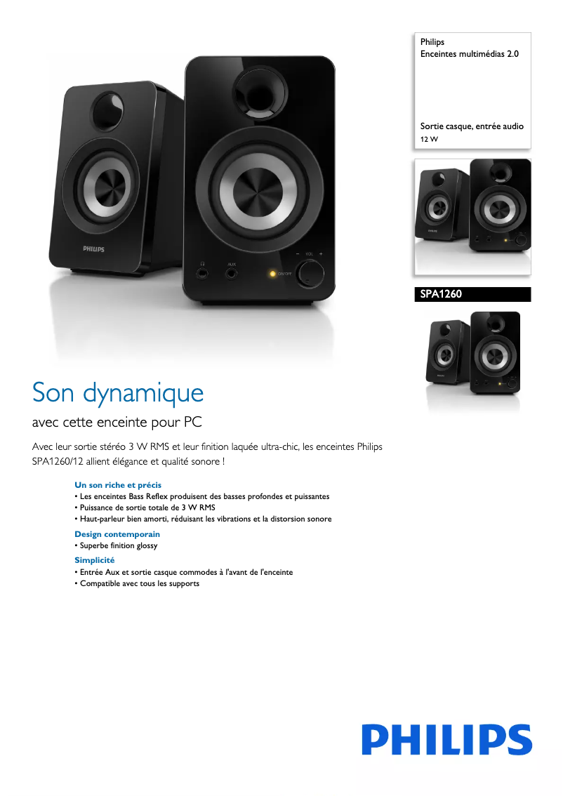 Page n°1 - Fiche technique Philips SPA1260