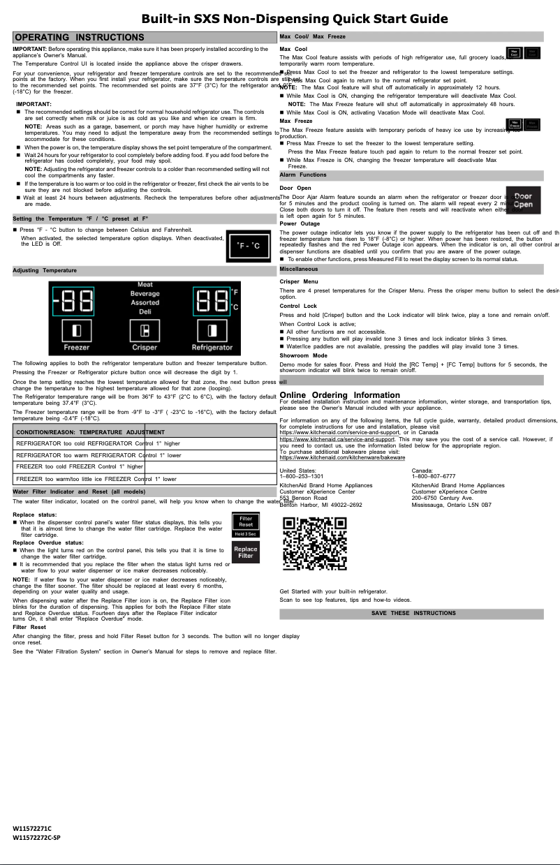 Page 1 de la notice Guide de démarrage rapide KitchenAid KBSN708MPS