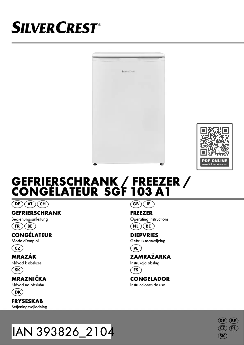 Page 1 de la notice Manuel utilisateur SilverCrest SGF 103 A1