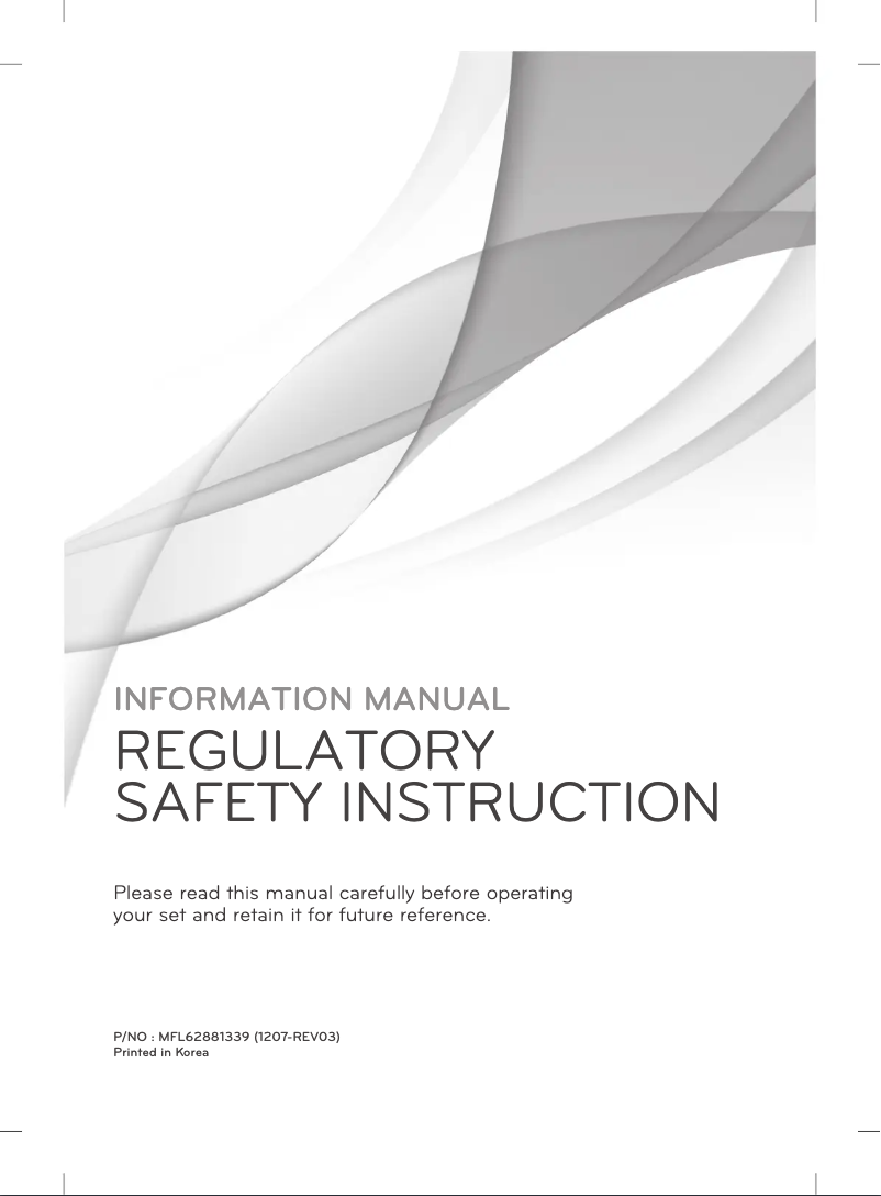 Page 1 de la notice Manuel utilisateur LG 60PT100N