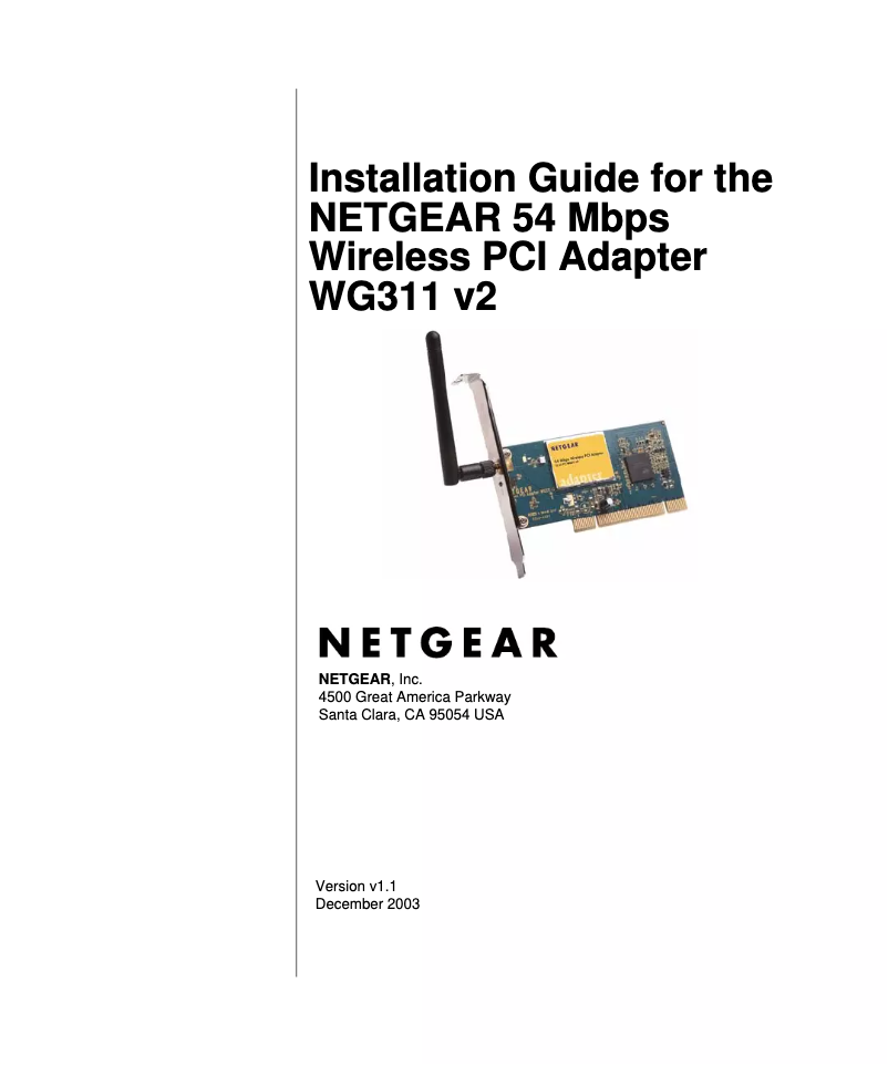 Page n°1 - Manuel utilisateur Netgear WG311v2