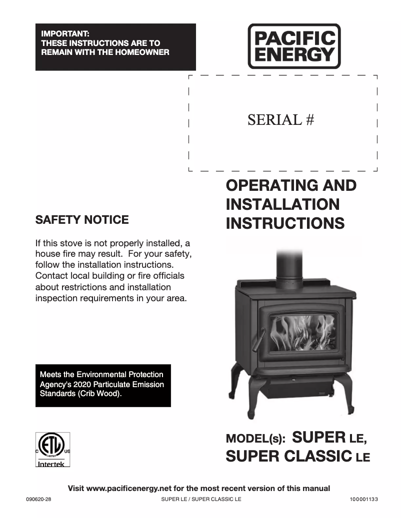 Page n°1 - Manuel utilisateur Pacific Energy Super