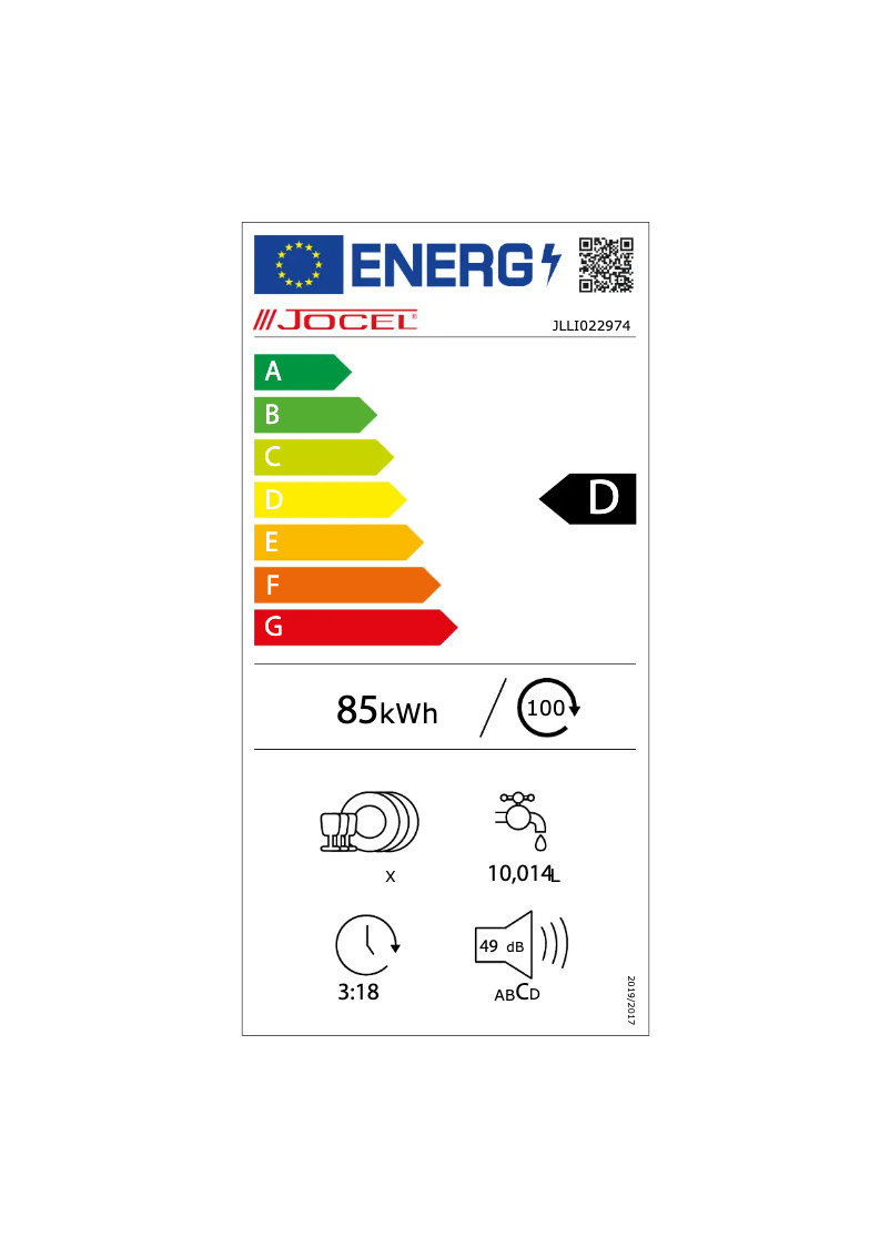 Page 1 de la notice Label énergétique Jocel JLLI022974