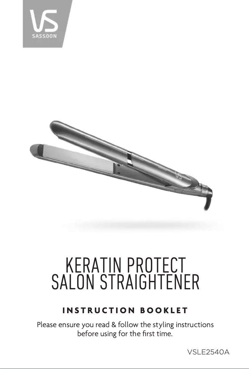 Page 1 de la notice Manuel utilisateur VS Sassoon Keratin Protect VSLE2540A