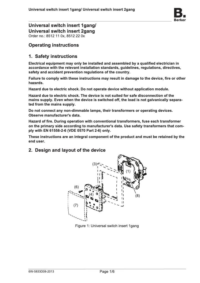 Page n°1 - Manuel utilisateur Hager 85121100