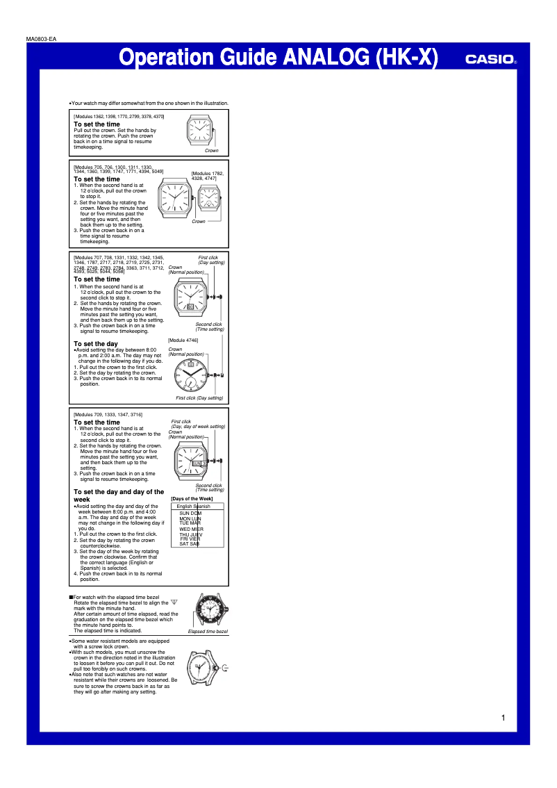 Page 1 de la notice Manuel utilisateur Casio Collection MTP-1291D-1A1VEF