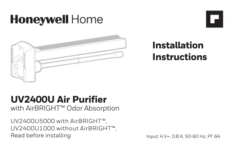 Page 1 de la notice Manuel utilisateur Honeywell UV2400XLAM1/U
