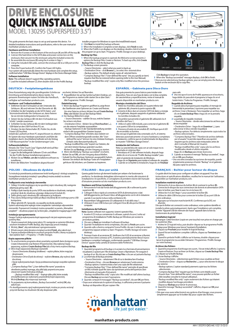 Page 1 de la notice Manuel utilisateur Manhattan 130295