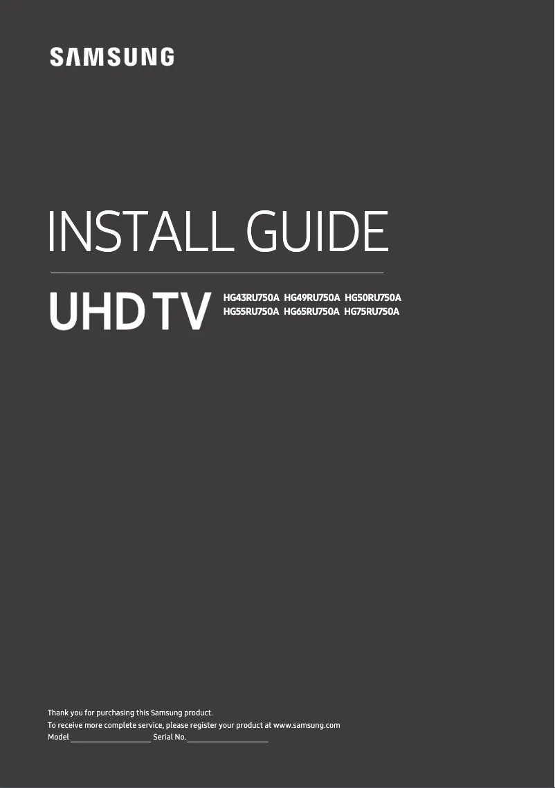 Page 1 de la notice Guide d'installation Samsung HG65RU750AK