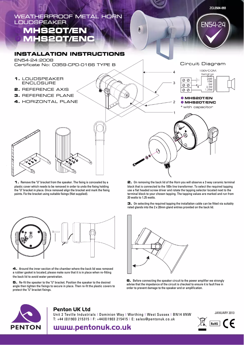Page n°1 - Manuel utilisateur Penton MHS20T/ENC