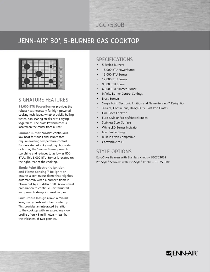 Image de la première page du manuel de l'appareil JGC7530BP