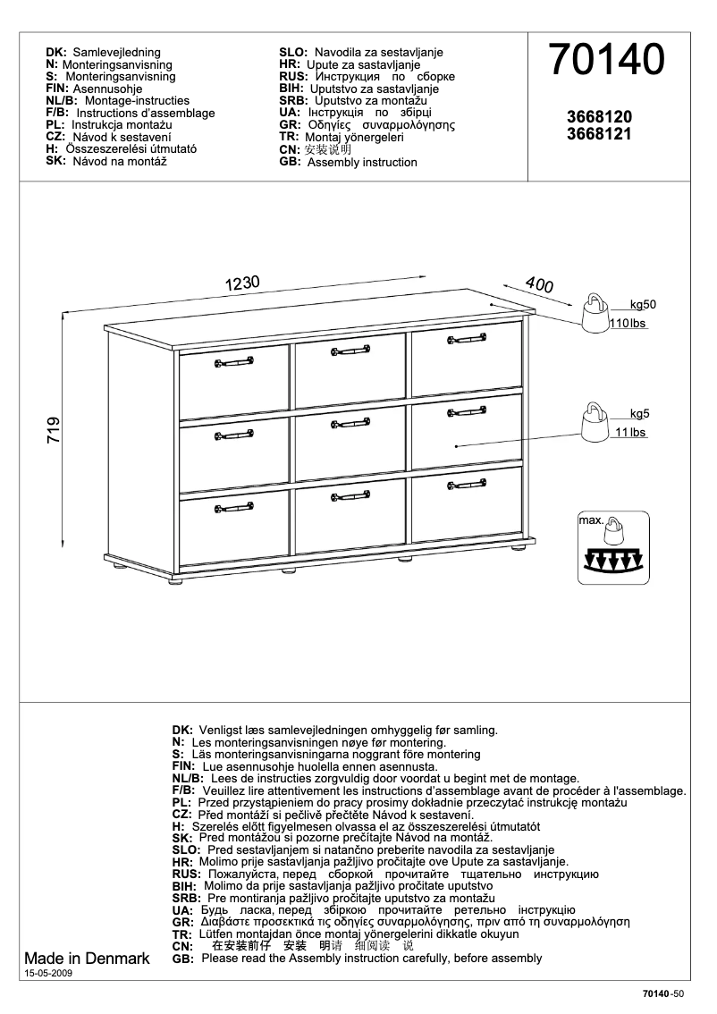 Page 1 de la notice Manuel utilisateur JYSK Ravnholt (123x72x40)