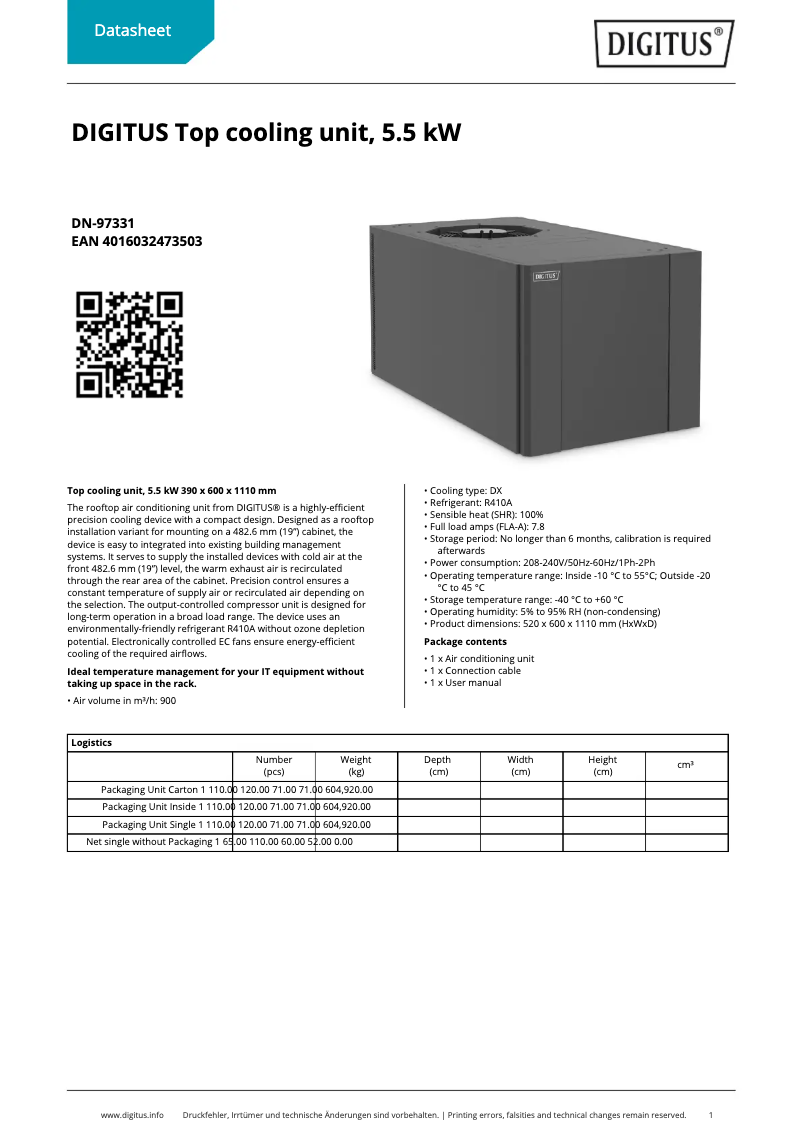 Página 1 del manual Ficha técnica Digitus DN-97331