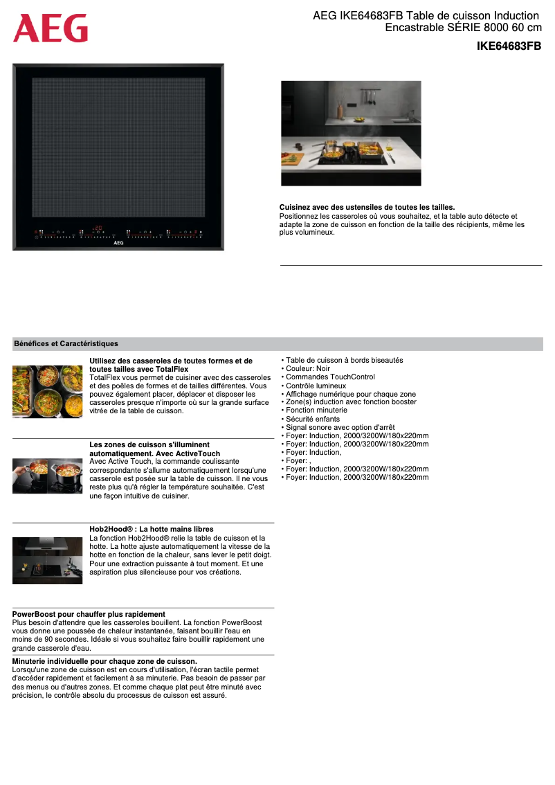 Página 1 del manual Ficha técnica AEG IKE64683FB