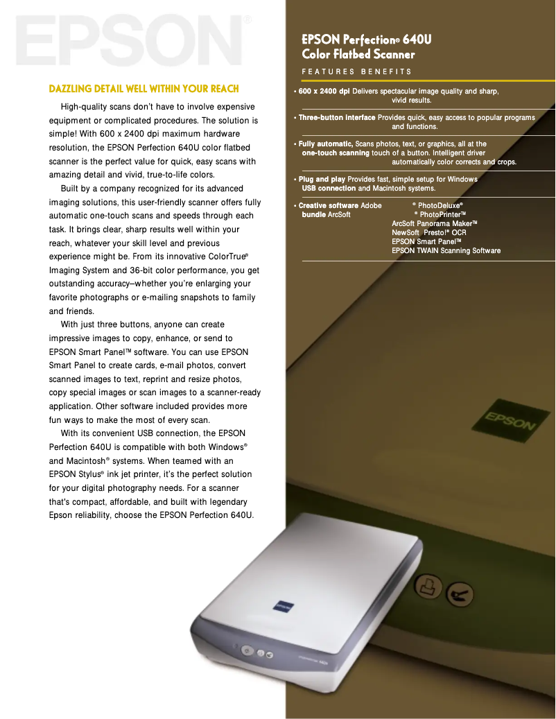 Page 1 of the manual Brochure Epson Perfection 640U