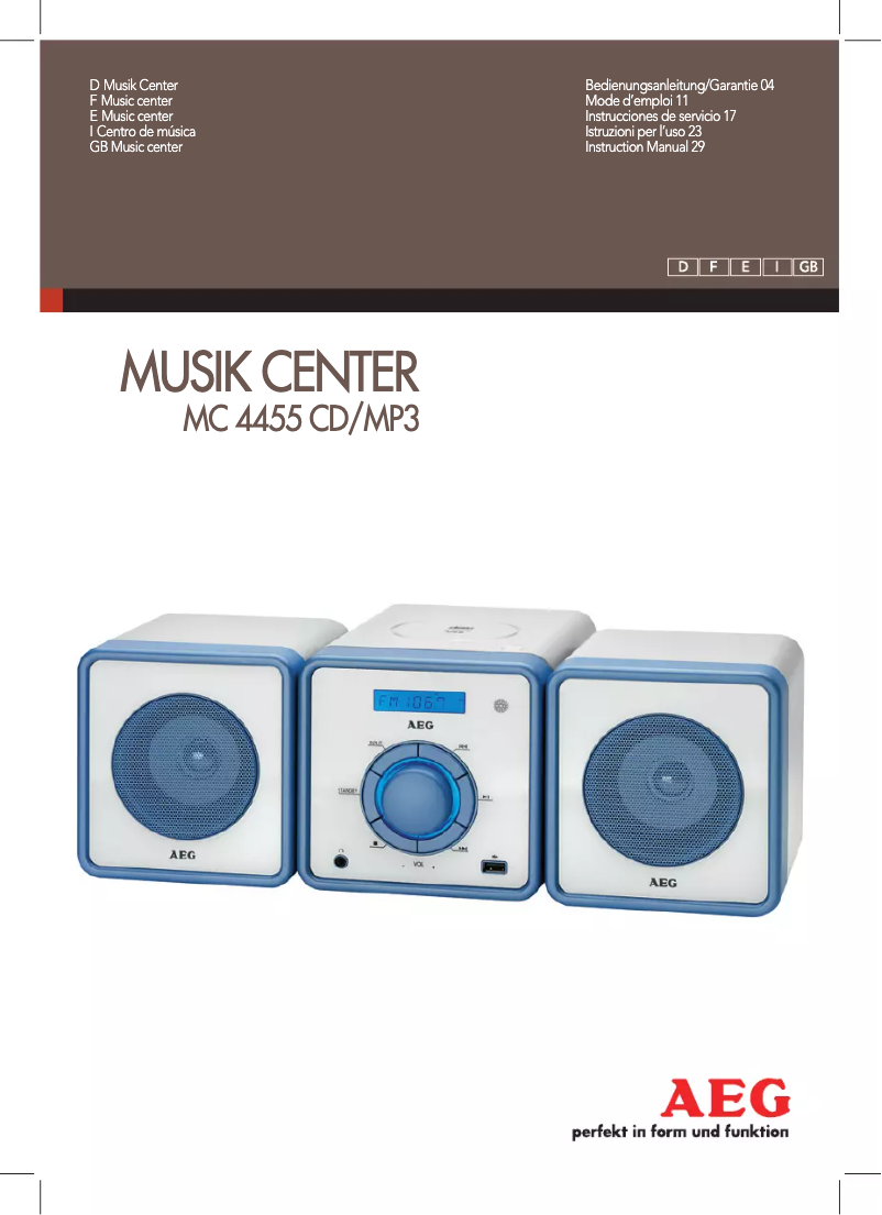 Page 1 de la notice Manuel utilisateur AEG MC 4455