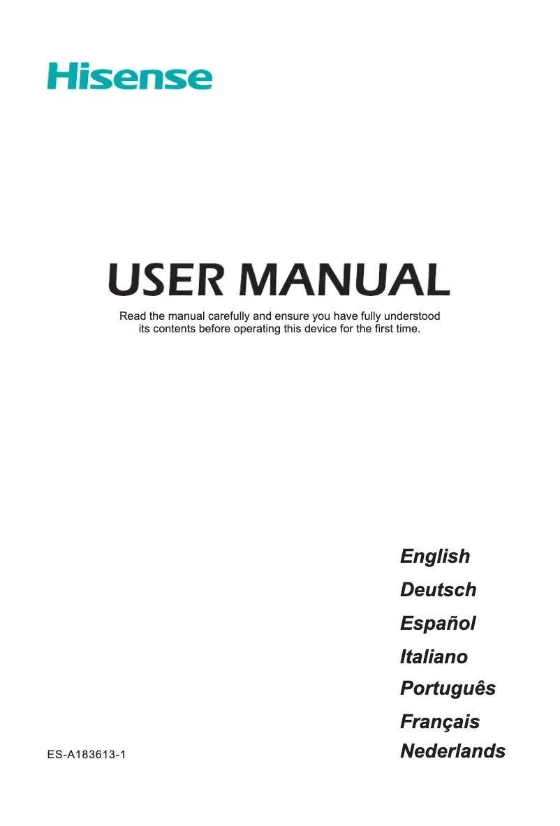 Page 1 de la notice Manuel utilisateur Hisense 55A5800PW
